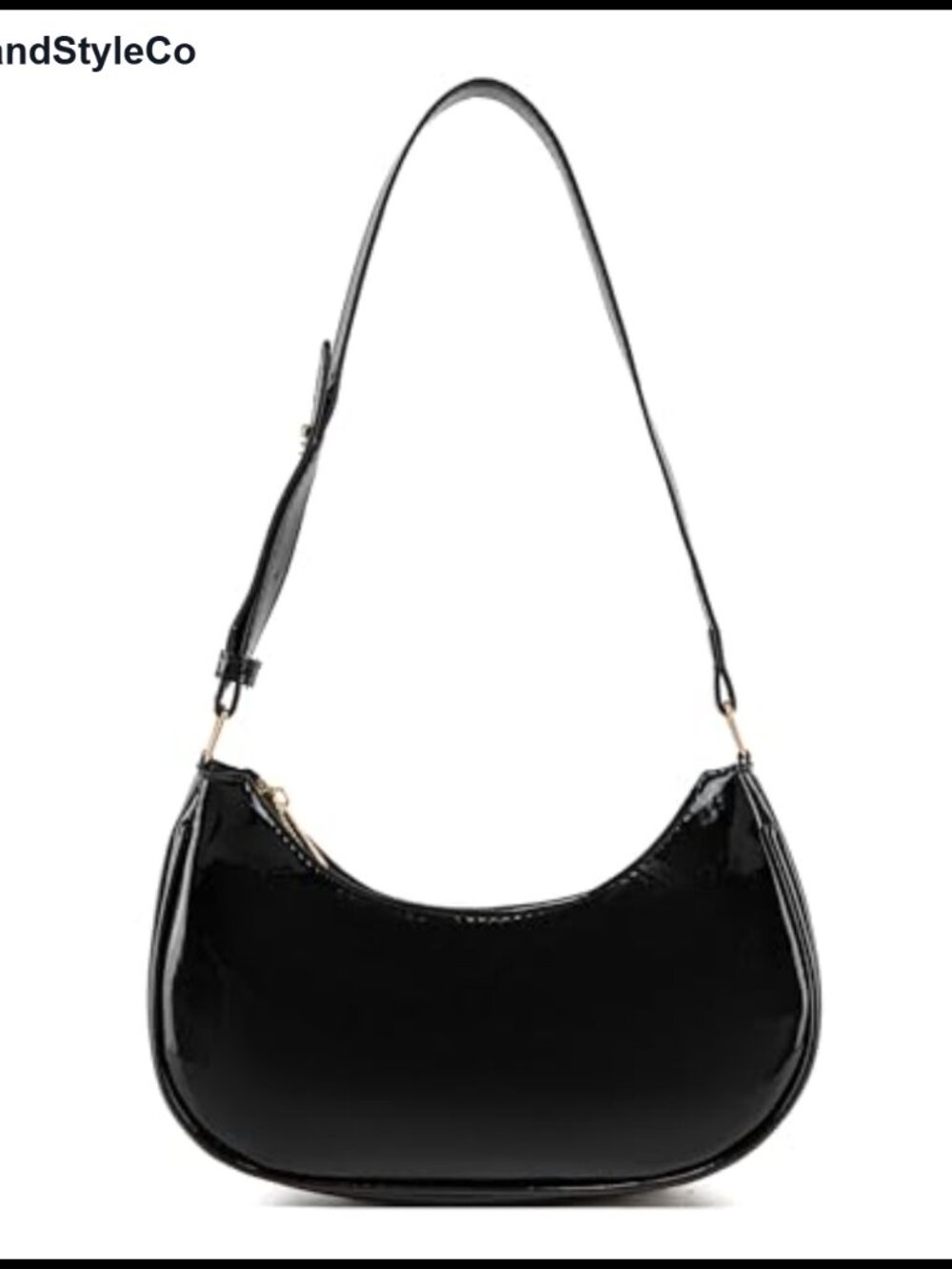 Patent Vegan Leather Evening Clutch Mini Crescent Shoulder Purse